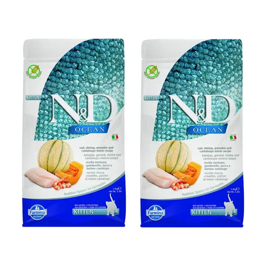 Farmina N&D Cat Kitten Ocean Codfish Pumpkin 1,5Kg, Kätzchenfutter, 2er-Pack