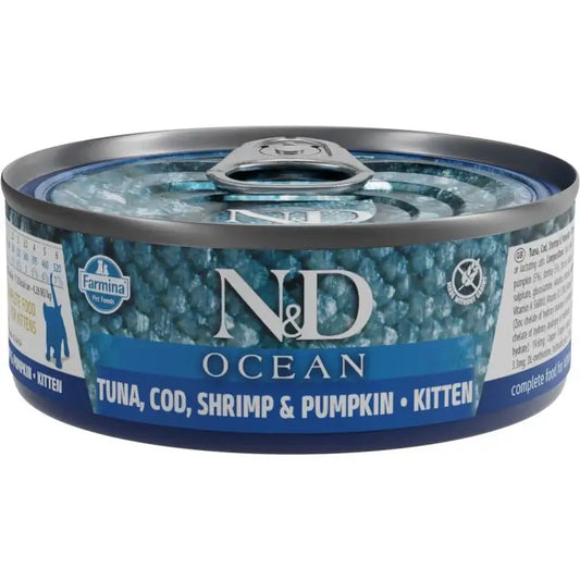 Farmina N&D Cat Kitten Ocean Thunfisch Kabeljau Garnele Kürbis 30X70Gr