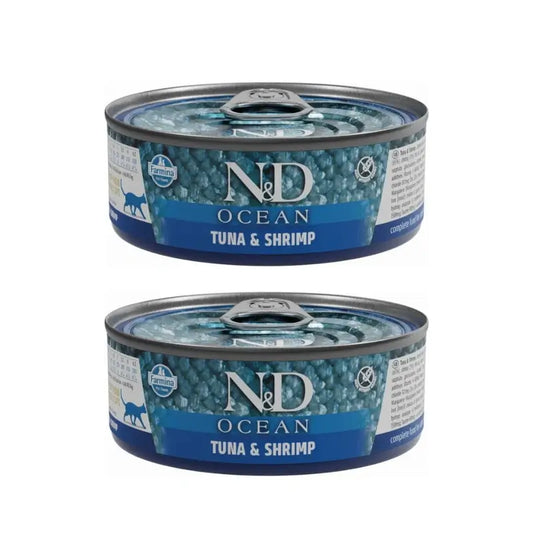 Farmina N&D Katze Ozean Ozean Thunfisch Garnelen Box 24X70Gr, Packung mit 2
