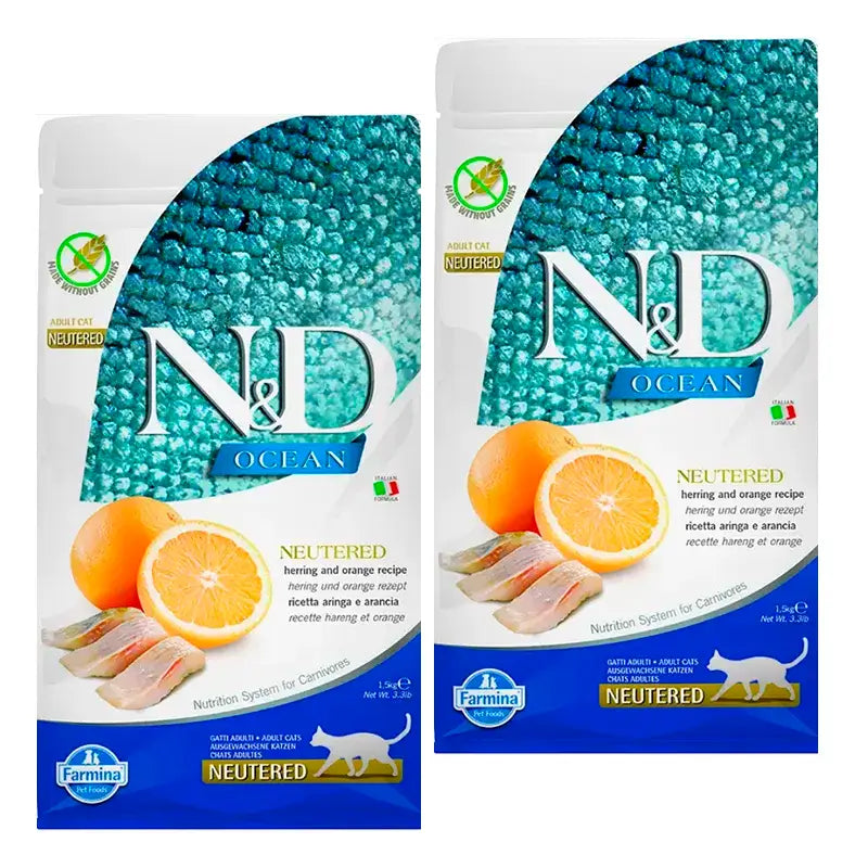 Farmina N&D Cat Ocean Kastriertes Katzenfutter, Packung 2 x 1,5Kg