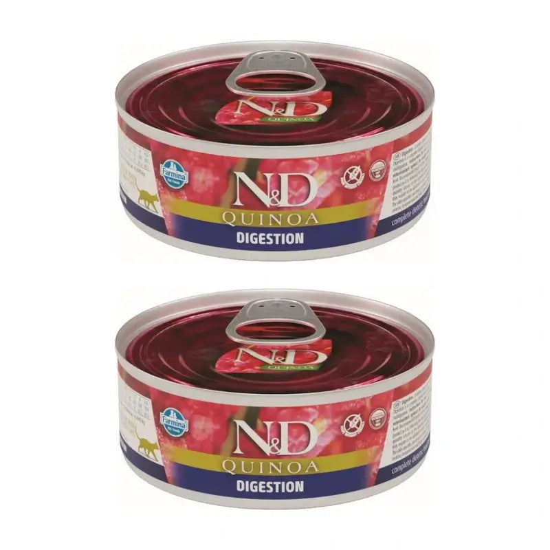 Farmina N&D Cat Quinoa Verdauung Box 24X80Gr, Nassfutter für Katzen, 2er Pack