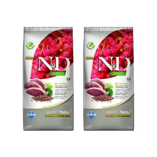 Farmina N&D Cat Quinoa Neutered Duck 5Kg, Katzenfutter, 2er-Pack