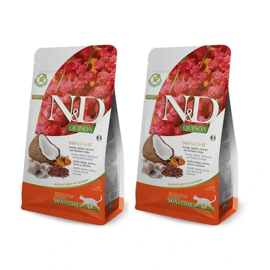Farmina N&D Cat Quinoa Skin Coat Hering 1,5Kg, Katzenfutter, 2er Pack