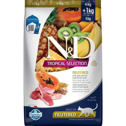 Farmina N&D Cat Tropical Auswahl kastriertes Lamm 4+1kg