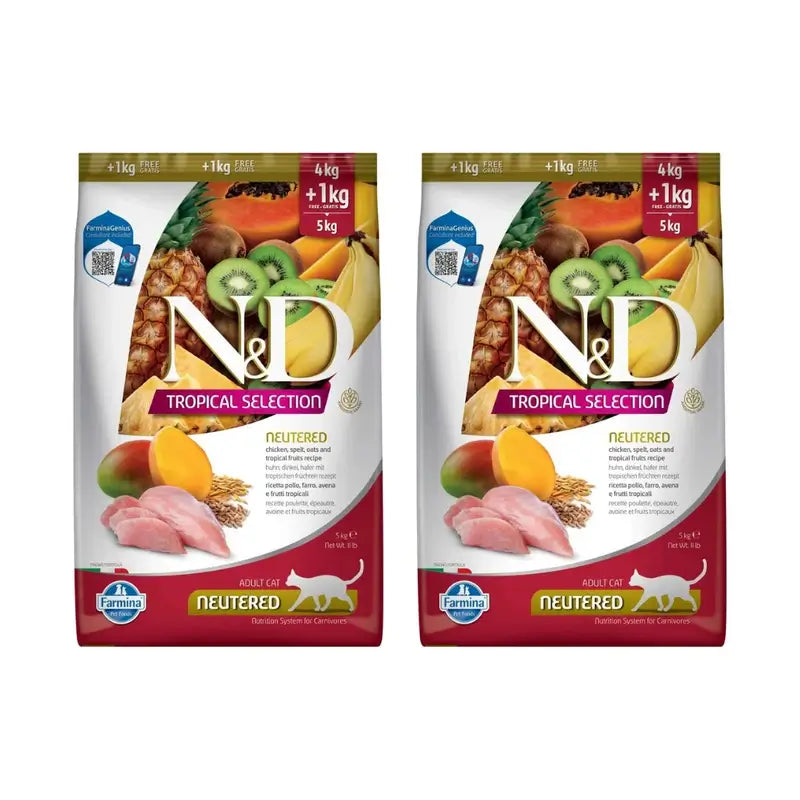 Farmina N&D Cat Tropical Selection Kastriertes Huhn 4+1Kg, 2er Pack