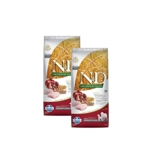Farmina N&D Dog Ancestral Light Medium Maxi 12Kg, Hundefutter, 2er-Pack