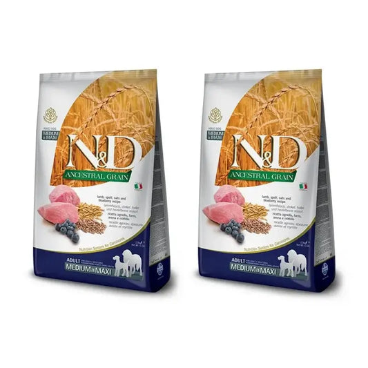 Farmina N&D Dog Ancestral Medium Maxi Lamm 12Kg, Hundefutter, 2er Pack