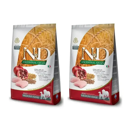 Farmina N&D Dog Ancestral Medium Maxi Chicken 12Kg , Hundefutter, 2er-Pack