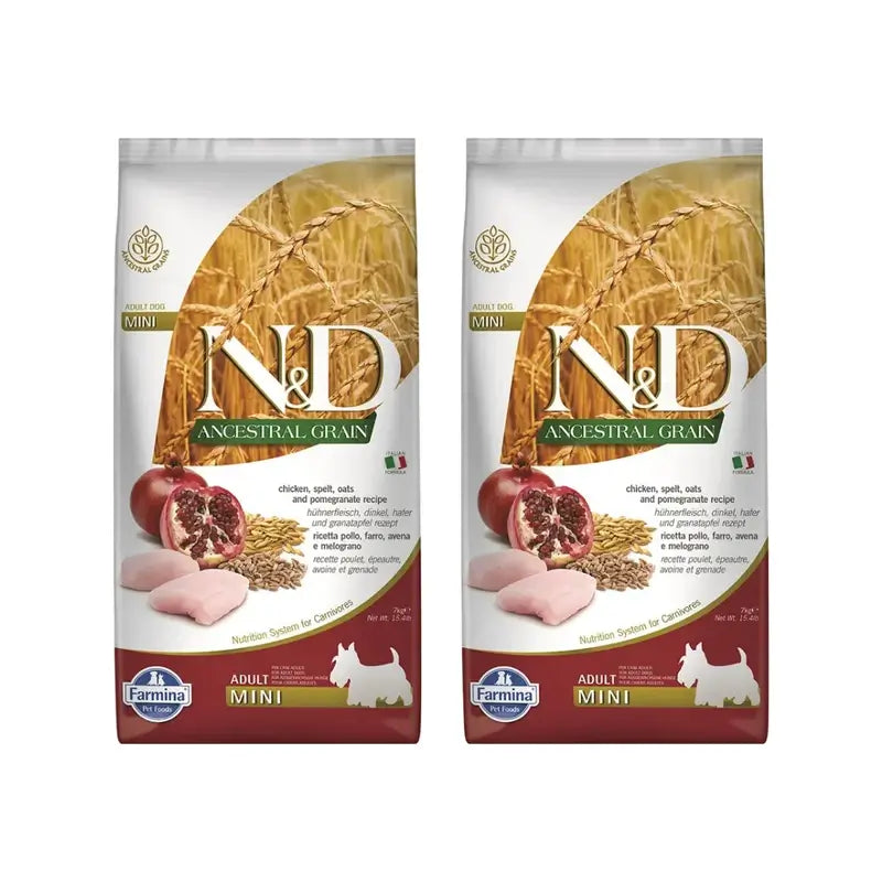 Farmina N&D Dog Ancestral Mini Huhn 7Kg, Hundefutter, 2er Pack