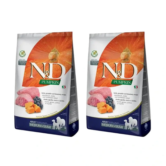 Farmina N&D Dog Pumpkin Medium Maxi Lamb 12Kg, Hundefutter, 2er-Pack