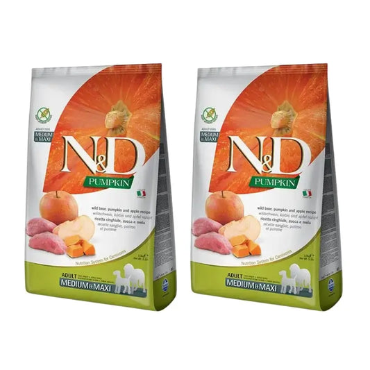 Farmina N&D Dog Calabaza Medium Maxi Jabali 12Kg, Hundefutter, 2er Pack