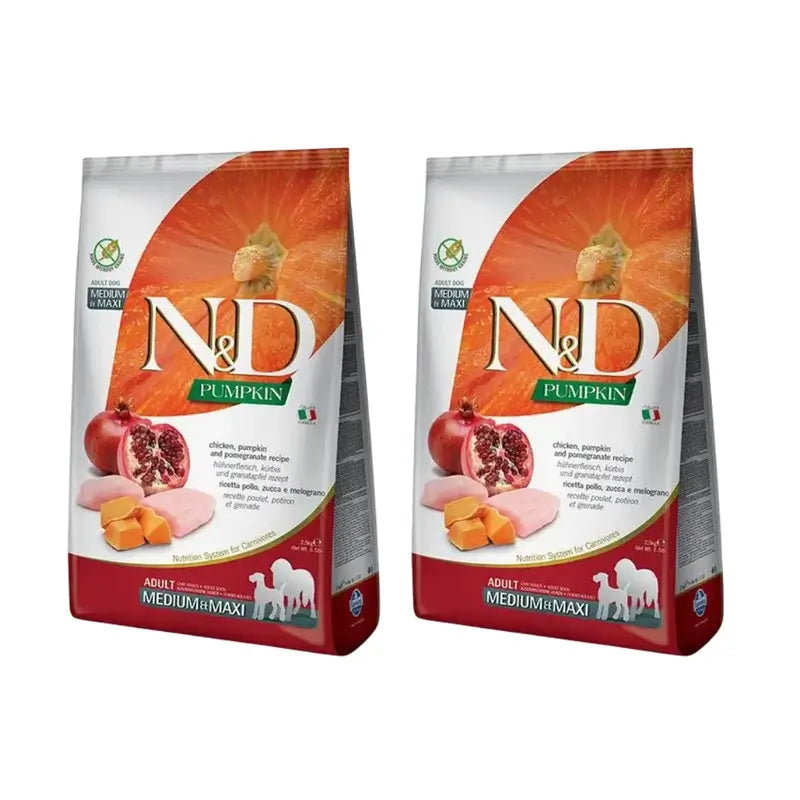 Farmina N&D Dog Pumpkin Medium Maxi Chicken 12Kg, Hundefutter, 2er-Pack