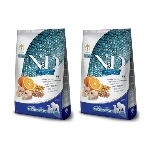 Farmina N&D Dog Ocean Low Grain Medium Maxi Cod 12Kg, Hundefutter, 2er-Pack