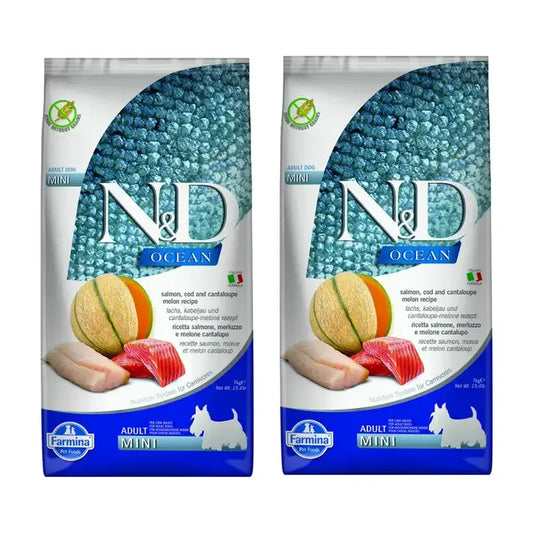 Farmina N&D Dog Ocean Salmon Codfish Mini 7Kg, Hundefutter, 2er-Pack