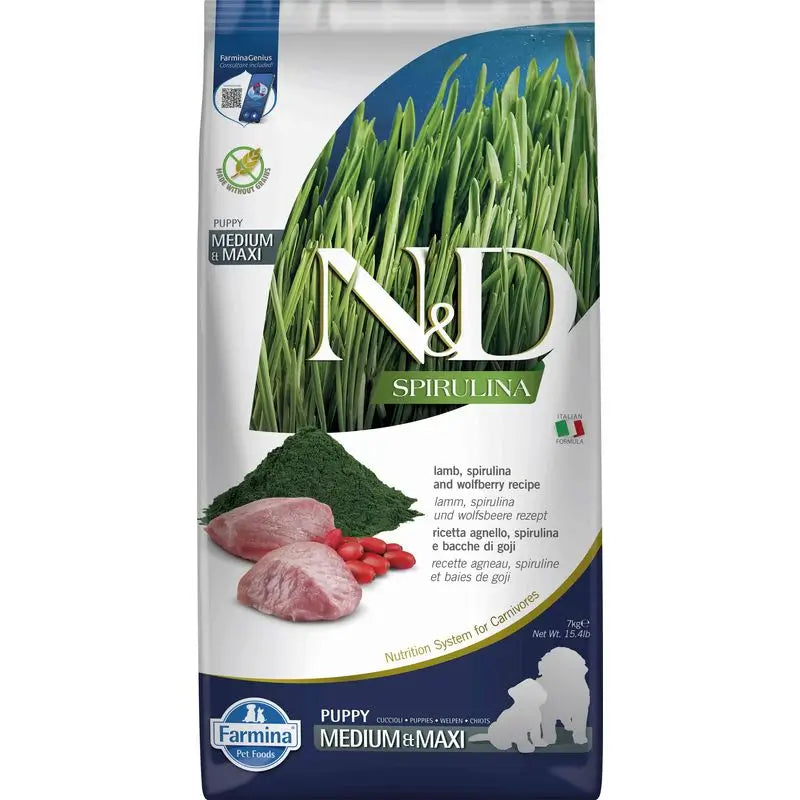 Farmina N&D Hund Welpe Spirulina Medium Spirulina Maxi Lamm 7Kg