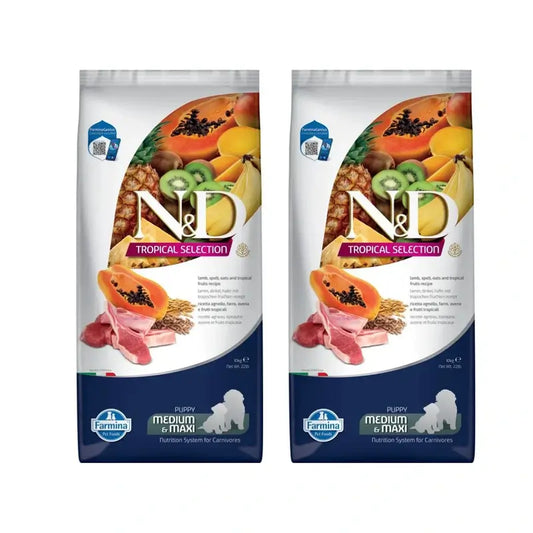 Farmina N&D Dog Puppy Tropical Selection Med Maxi Lamm 10K, 2er-Pack