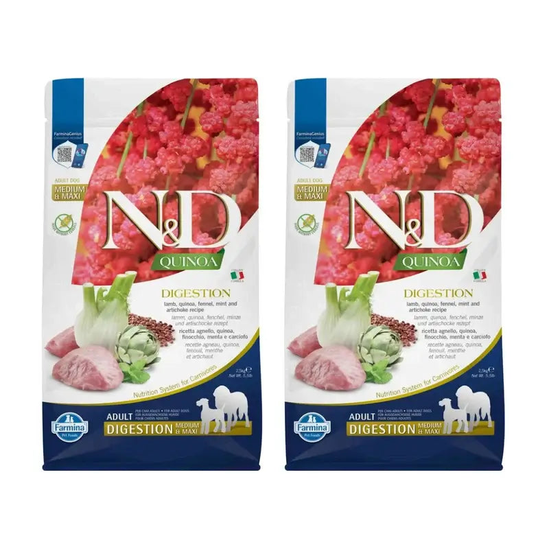 Farmina N&D Dog Quinoa Verdauung Lamm Med Maxi 2,5Kg, 2er Pack