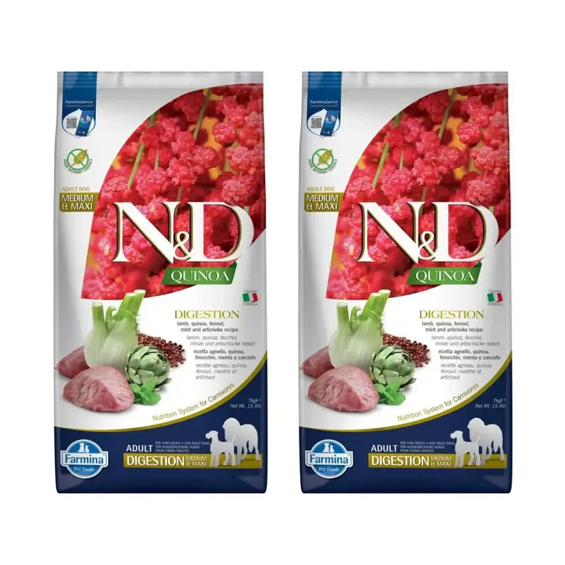 Farmina N&D Dog Quinoa Digestion Lamb Med/Maxi 7Kg, 2er Pack