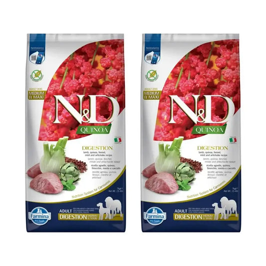 Farmina N&D Dog Quinoa Digestion Lamb Med/Maxi 7Kg, 2er Pack