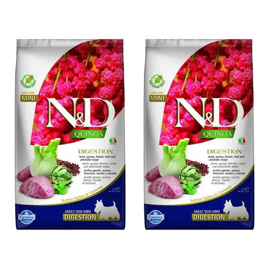 Farmina N&D Dog Quinoa Digestion Lamb Digestion Mini 2,5Kg, Hundefutter, 2er Pack