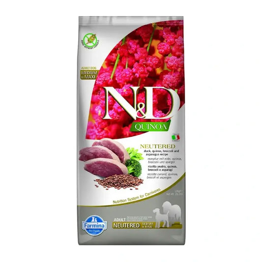 Farmina N&D Dog Quinoa Neutered Neutered Duck Medium Maxi 12Kg, Hundefutter