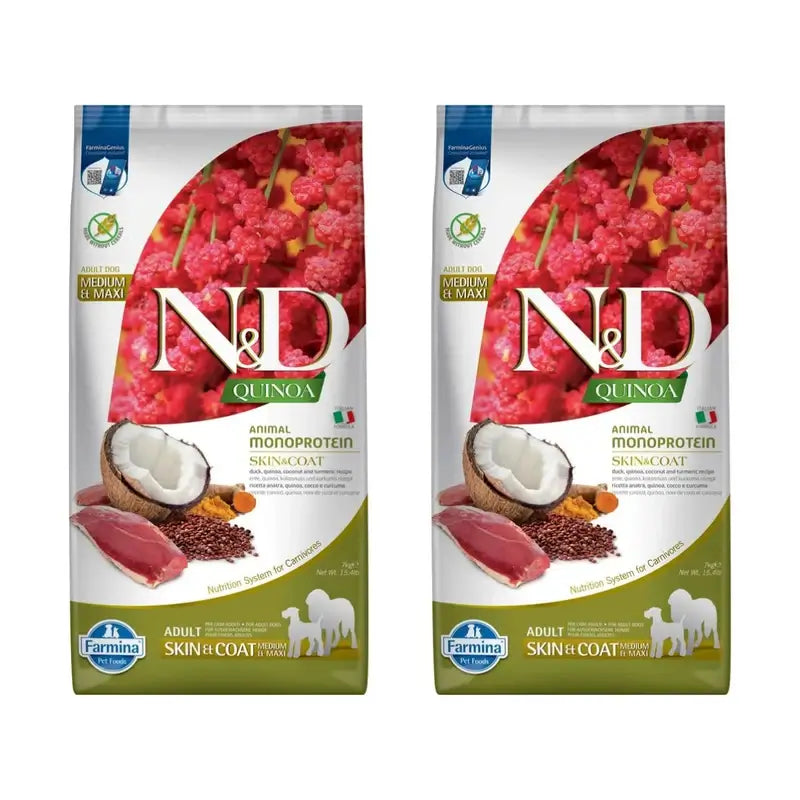Farmina N&D Dog Quinoa Skin Coat Duck Med/Maxi 7Kg, 2er Pack