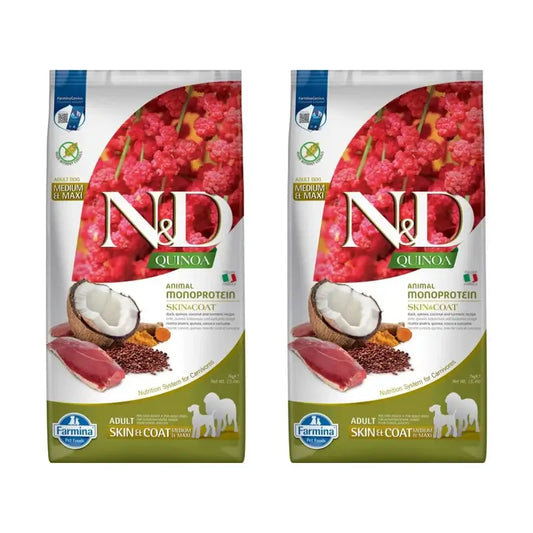 Farmina N&D Dog Quinoa Skin Coat Duck Med/Maxi 7Kg, 2er Pack