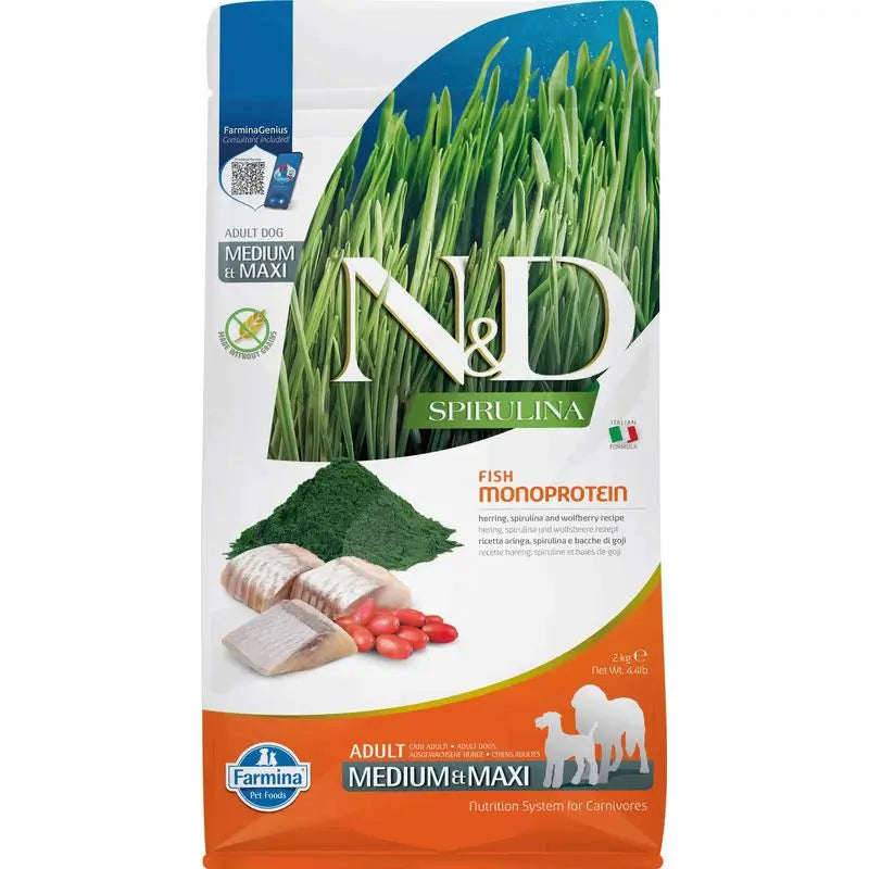 Farmina N&D Hund Spirulina Medium Maxi 2Kg Hering