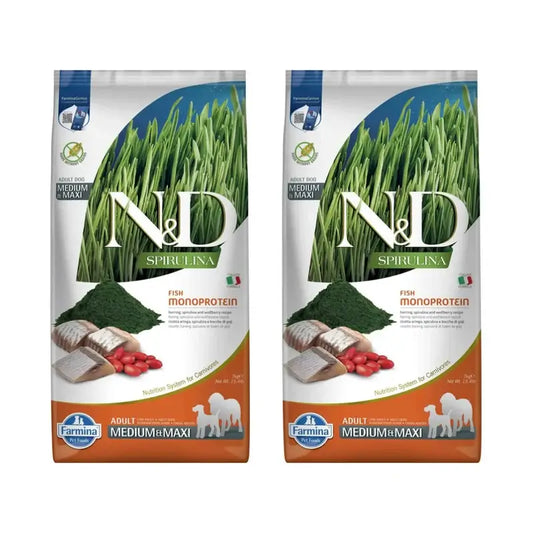 Farmina N&D Dog Spirulina Medium Maxi Hering 7Kg, 2er Pack