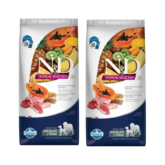 Farmina N&D Dog Tropical Selection Med Maxi Lamm 10Kg, 2er-Pack