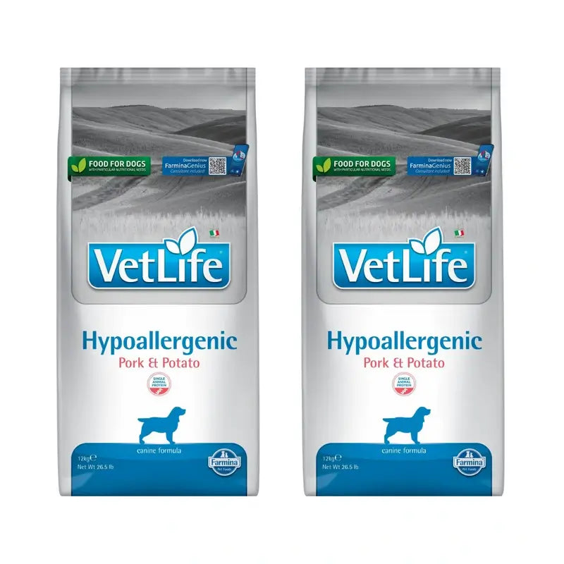Farmina Vet Life Dog Hypoallergenic Pork Adult 12Kg, Hundefutter, 2er-Pack