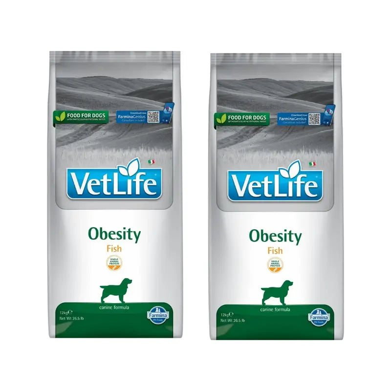 Farmina Vet Vet Life Nat Dog Obesity Fish Adult 12Kg, Hundefutter, 2er Pack
