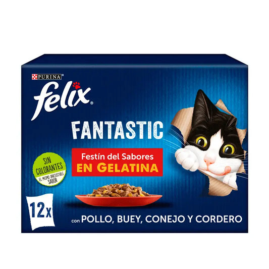 Felix Fantastic Festin De Carnes Multipack 12X85Gr, wet food for cats