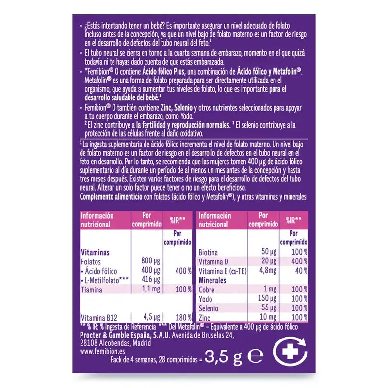 Femibion 0 Schwangerschaftsplanung mit Folsäure Plus, 2X28 Tabletten