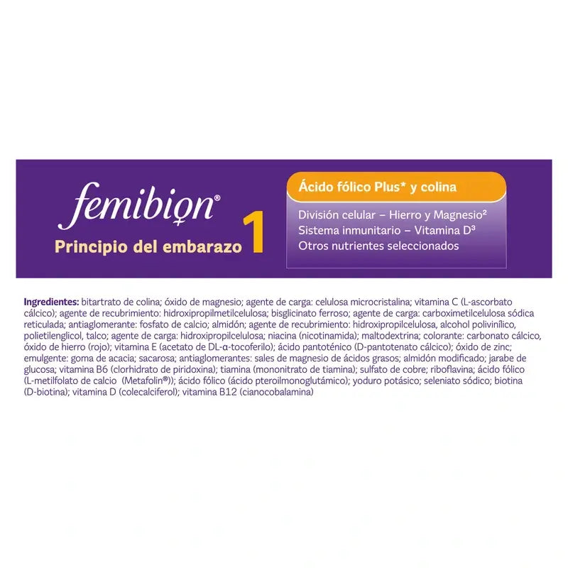 Femibion 1 Erstes Schwangerschaftsdrittel, Wochen 1-12, Folsäure Plus, 28 Tabletten