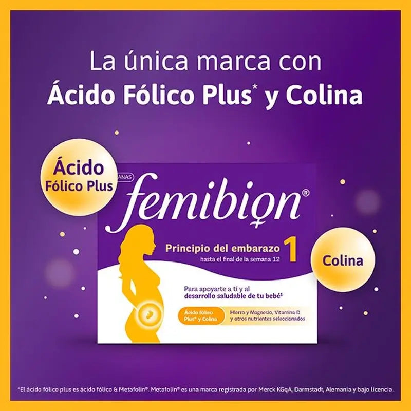 Femibion 1 Erstes Trimester der Schwangerschaft, Wochen 1-12, Folsäure Plus, 3X28 Tabletten
