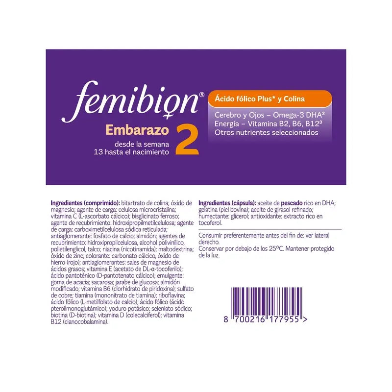 Femibion 2 Schwangerschaft mit Folsäure und Vitaminen, 2X28 Tabletten