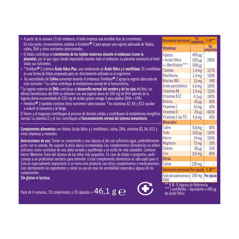 Femibion 2 Schwangerschaft mit Folsäure und Vitaminen, 3X28 Tabletten