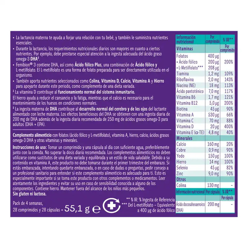 Femibion 3 Stillen-Schwangerschaft mit Folsäure und Vitaminen, 2 x 28 Tabletten