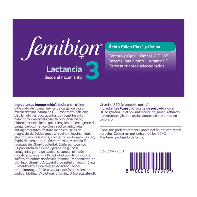 Femibion 3 Stillen-Schwangerschaft mit Folsäure und Vitaminen, 2 x 28 Tabletten