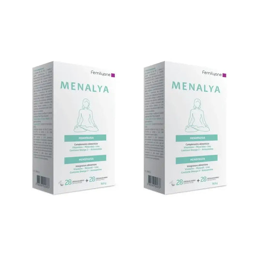 Femilyane Menalya Menopause Nahrungsergänzungsmittel, 28 Kapseln + 28 Kapseln, Packung mit 2