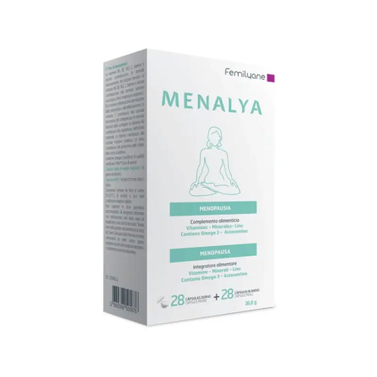 Femilyane Menalya Menopause Nahrungsergänzungsmittel, 28 Kapseln + 28 Kapseln