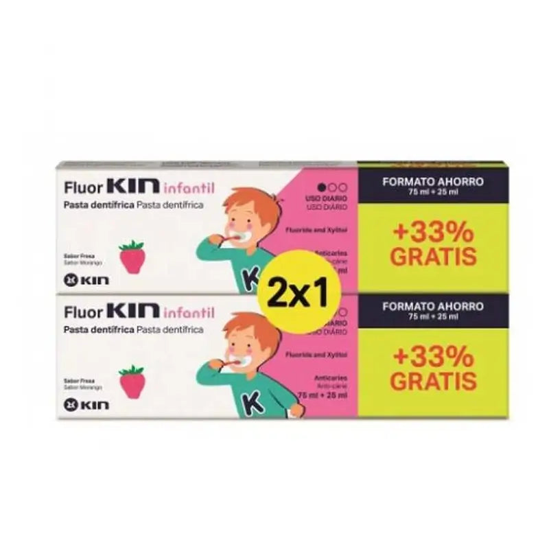 KIN FluorKIN Kinderzahnpasta, 75+25, 2X1, 0-6 Jahre