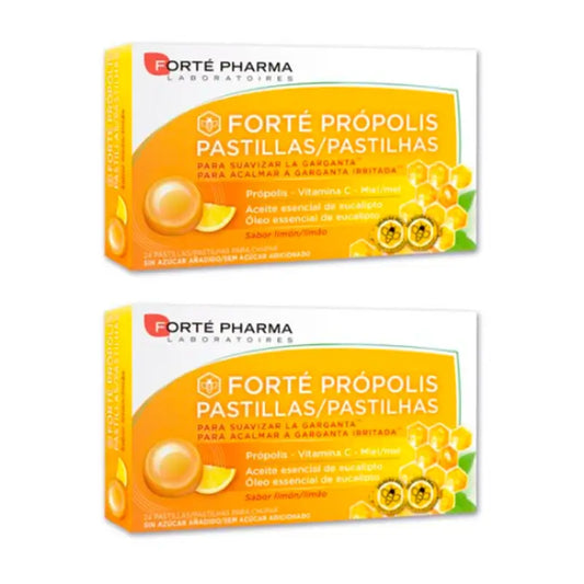 Forté Pharma Duplo Forté Propolis Zitrone Lutschtabletten, 2 x 24 Lutschtabletten
