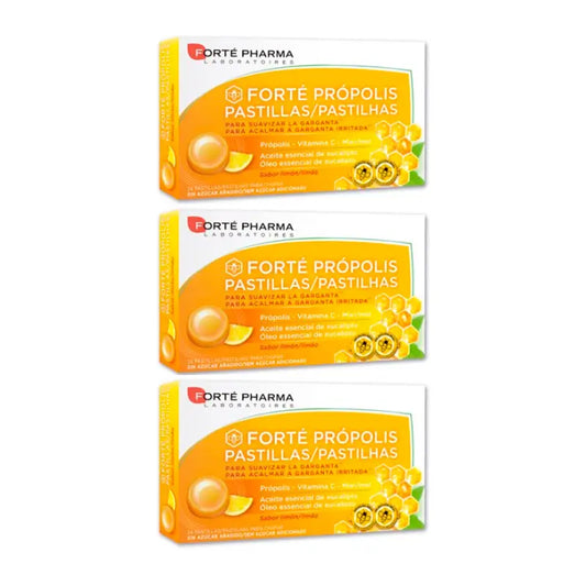 Forté Pharma Triplo Forté Propolis Zitrone Lutschtabletten, 3 x 24 Lutschtabletten