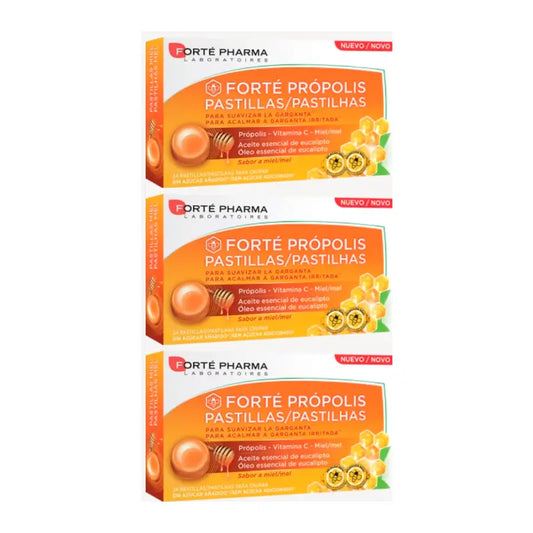 Forté Pharma Triplo Forté Propolis Honig Lutschtabletten, 3 x 24 Lutschtabletten