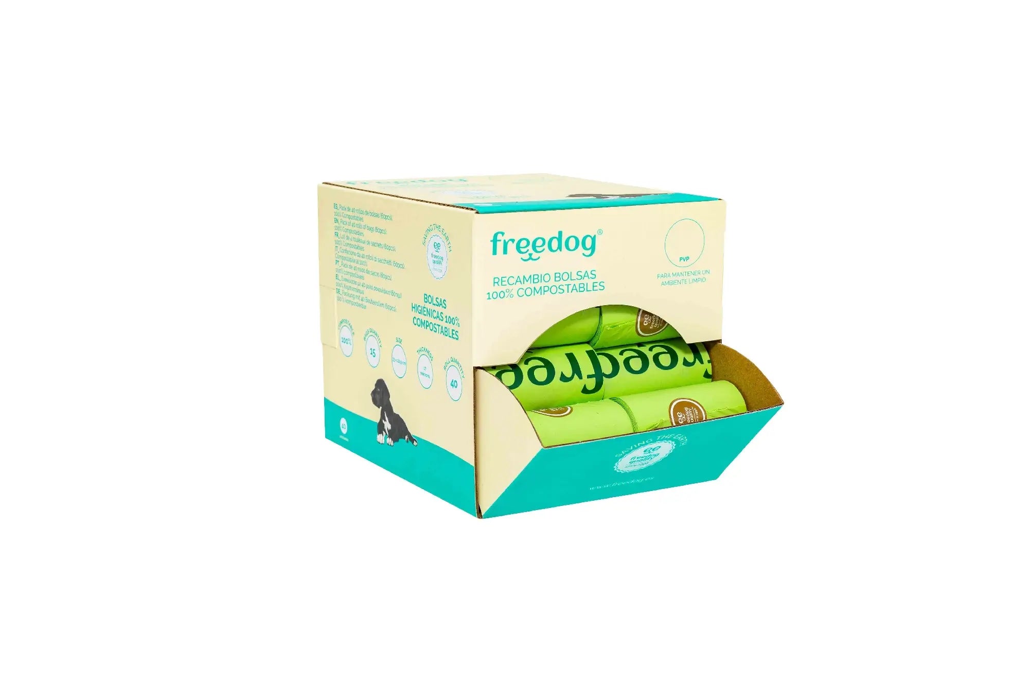 Freedog Display für biologisch abbaubare Tüten, 40 Rollen