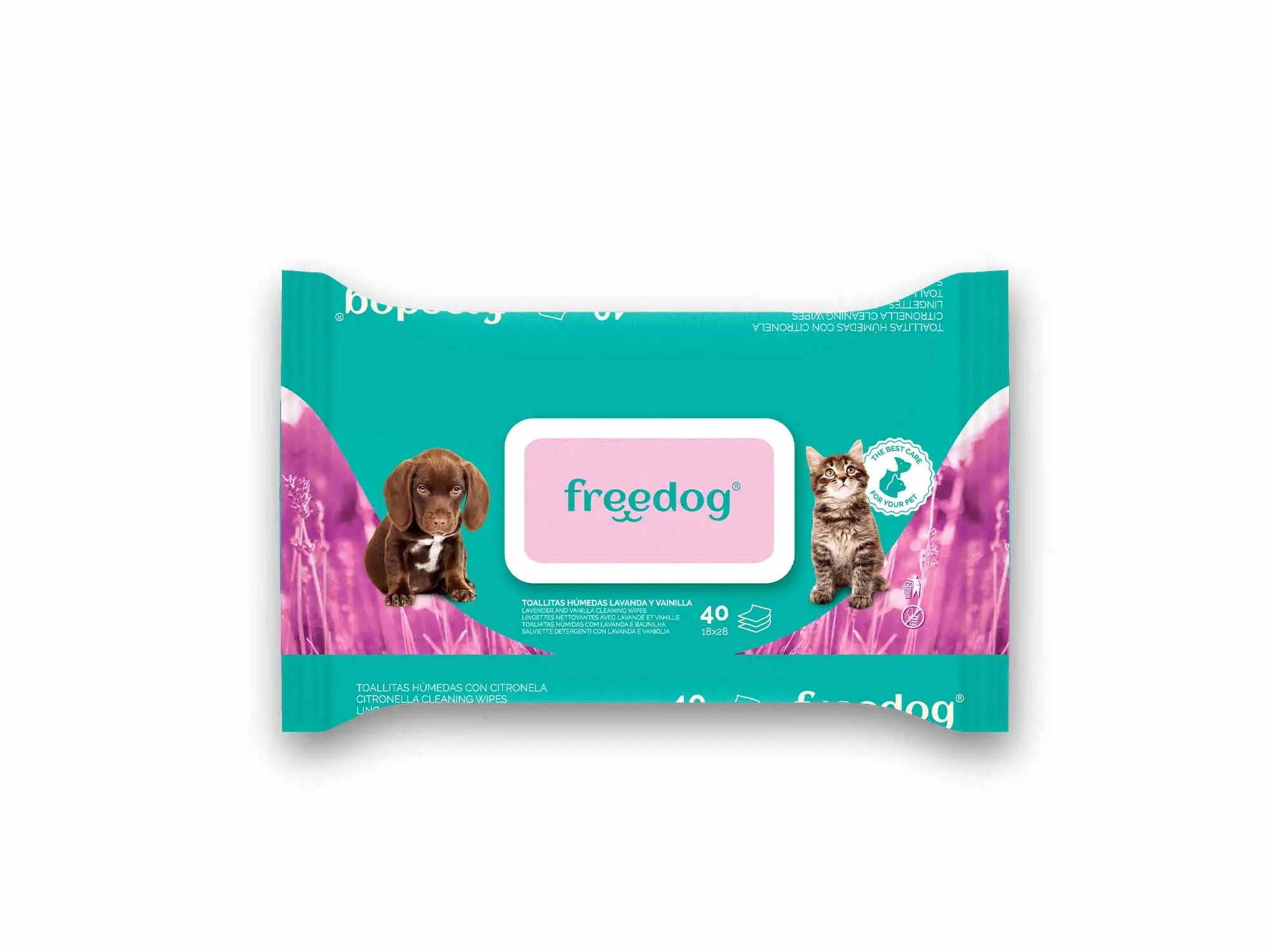 Freedog Feuchte Erfrischungstücher Lav/ Vanille Gd 40 Stück 28 X 18Cm