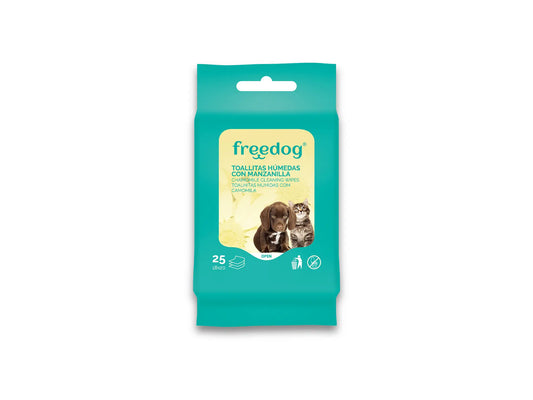 Freedog feuchtigkeitsspendende Tücher Kamille Tasche 25 Ud 18X20Cm