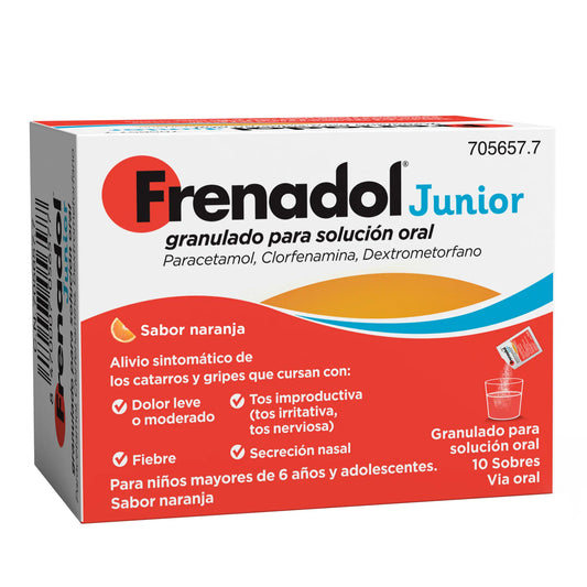 Frenadol Junior Grippe-Hilfe für Kinder, Orangengeschmack, zum Einnehmen, 10 Beutel